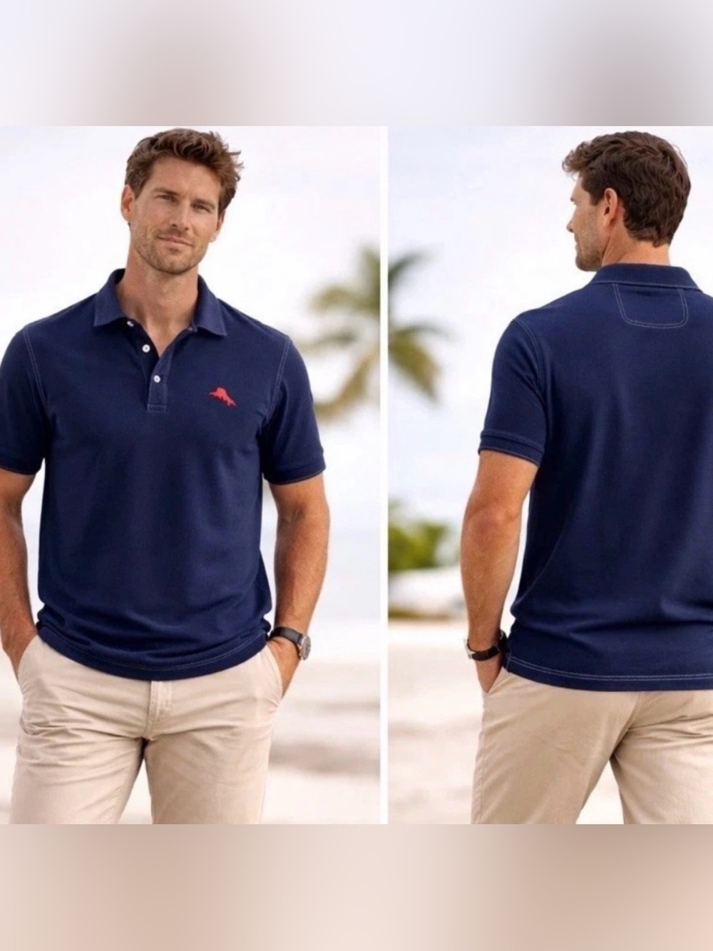 Perfect like new Tommy Bahama IslandZone Supima Cotton Polo Shirt Blue UPF 30
